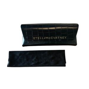 Stella McCartney Black Croc-Embossed Glasses Case & Cleaning Cloth NWOT
